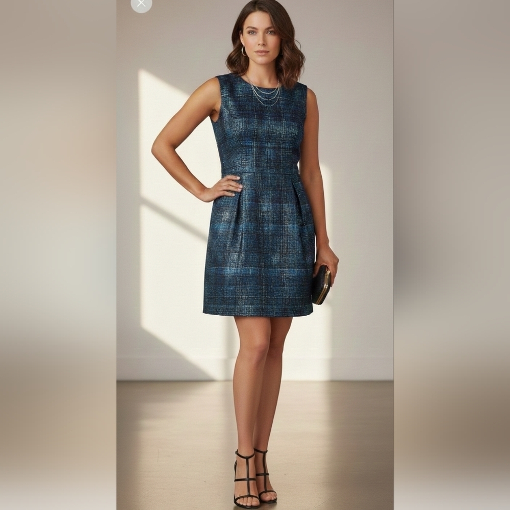 {Milly} Confetti Check "Laura" Sleeveless Dress Size 8